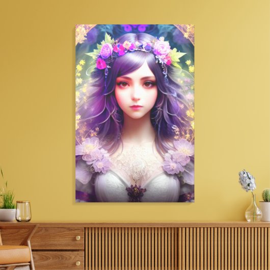  Mucha Stijl Mooi Vrouwenportret Canvas Afdruk (Insitu (Woonkamer))