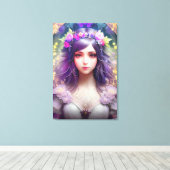  Mucha Stijl Mooi Vrouwenportret Canvas Afdruk (Insitu (Houten vloer))