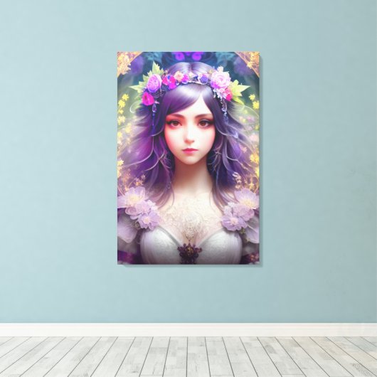  Mucha Stijl Mooi Vrouwenportret Canvas Afdruk (Insitu (Houten vloer))