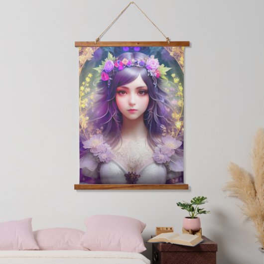  Mucha Stijl Mooi Vrouwenportret Hangend Wandkleed (Slaapkamer)