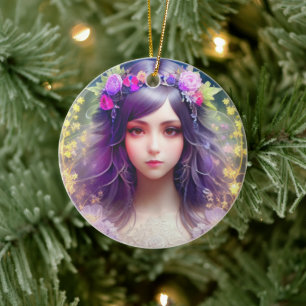 Mucha Stijl Mooi Vrouwenportret Keramisch Ornament