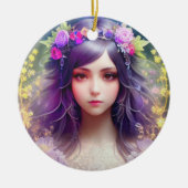  Mucha Stijl Mooi Vrouwenportret Keramisch Ornament (Voorkant)