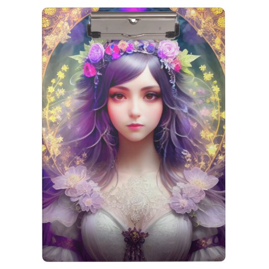 Mucha Stijl Mooi Vrouwenportret Klembord (Voorkant)