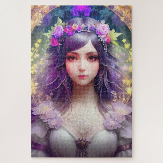 Mucha Stijl Mooi Vrouwenportret Legpuzzel (Verticaal)