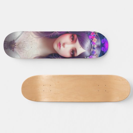 Mucha Stijl Mooi Vrouwenportret Persoonlijk Skateboard (Horizontaal)