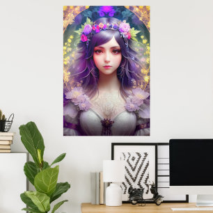Mucha Stijl Mooi Vrouwenportret Poster