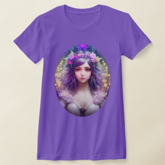  Mucha Stijl Mooi Vrouwenportret T-shirt (Laagn)