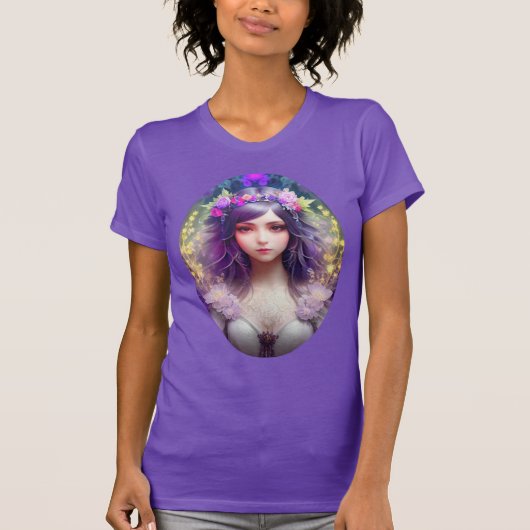 Mucha Stijl Mooi Vrouwenportret T-shirt (Voorkant)