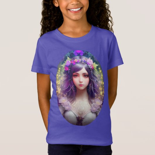  Mucha Stijl Mooi Vrouwenportret T-shirt (Voorkant)