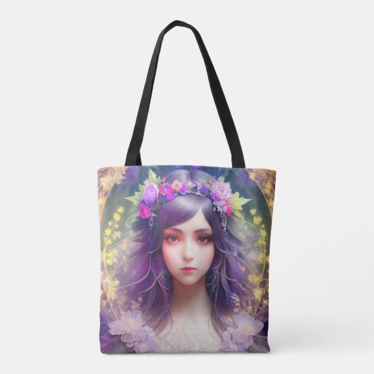  Mucha Stijl Mooi Vrouwenportret Tote Bag (Achterkant)