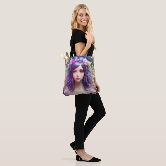  Mucha Stijl Mooi Vrouwenportret Tote Bag (Op model)
