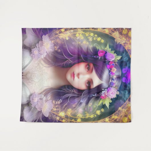  Mucha Stijl Mooi Vrouwenportret Wandkleed (Voorkant (horizontaal))