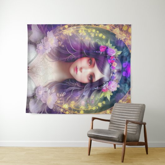  Mucha Stijl Mooi Vrouwenportret Wandkleed (In Situ (horizontaal))