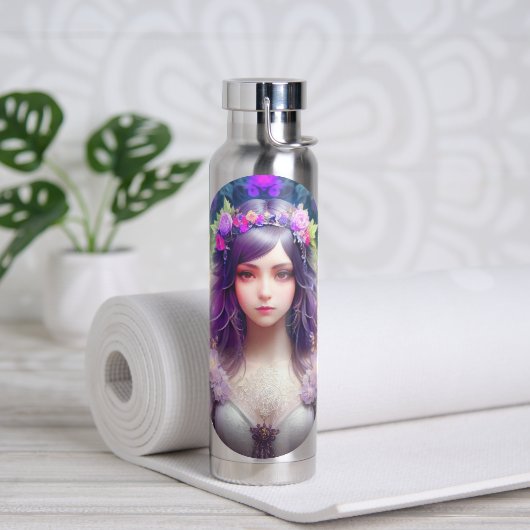 Mucha Stijl Mooi Vrouwenportret Waterfles (Yoga)