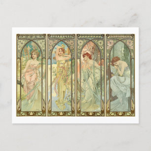 Mucha, Times of the Seasons, Art Nouveau Briefkaart