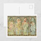 Mucha, Times of the Seasons, Art Nouveau Briefkaart (Voorkant / Achterkant)