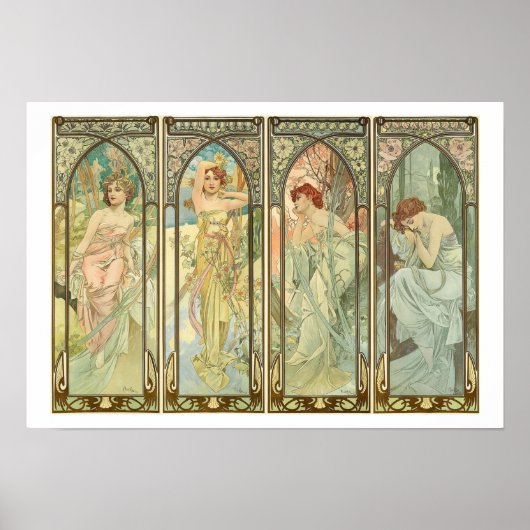 Mucha, Times of the Seasons, Art Nouveau Poster (Voorkant)