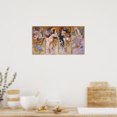 Mucha - Vrouw Art Nouveau Art  Seizoenen Poster (Keuken)