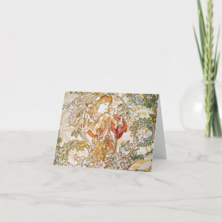 Mucha Vrouw met Daisy Art Nouveau Notitiekaarten