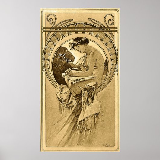 Mucha - Vrouw Panel 1901 Poster (Voorkant)