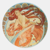 Mucha Vrouw Ronde Sticker (Voorkant)