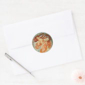 Mucha Vrouw Ronde Sticker (Envelop)