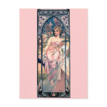 Mucha-vrouw roze romantische jurk-decodame