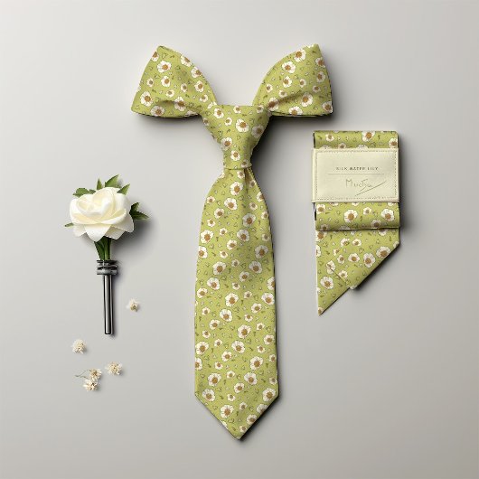 Mucha Waterlelie Zijde Art Nouveau Floral Mannen Stropdas
