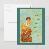 Mucha Woman als je op een ster wilt. Briefkaart (Voorkant / Achterkant)