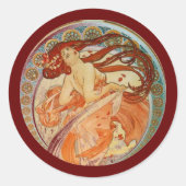Mucha Woman Ronde Sticker (Voorkant)
