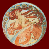 Mucha Woman Ronde Sticker