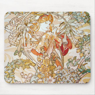 Mucha Woman with Daisy Art Nouveau Muismat