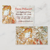 Mucha Woman with Daisy Art Nouveau Visitekaartjes (Voorkant / Achterkant)