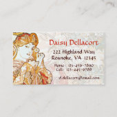 Mucha Woman with Daisy Art Nouveau Visitekaartjes (Voorkant)