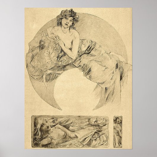 Mucha - Women Illustrations 1901 Poster (Voorkant)