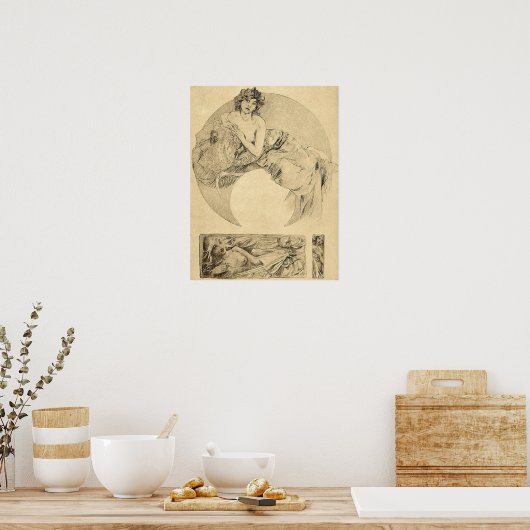 Mucha - Women Illustrations 1901 Poster (Keuken)