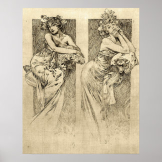 Mucha - Women Illustrations 1901 Poster