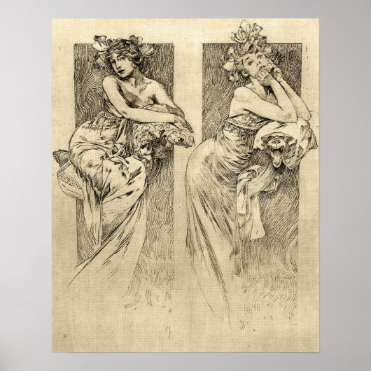 Mucha - Women Illustrations 1901 Poster (Voorkant)