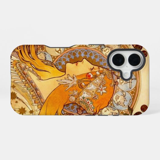 Mucha Zodiac iPhone 16 Hoesje (Achterkant horizontaal)