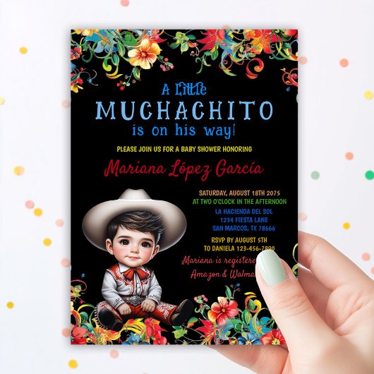 Muchachito Charro Baby Shower Kaart