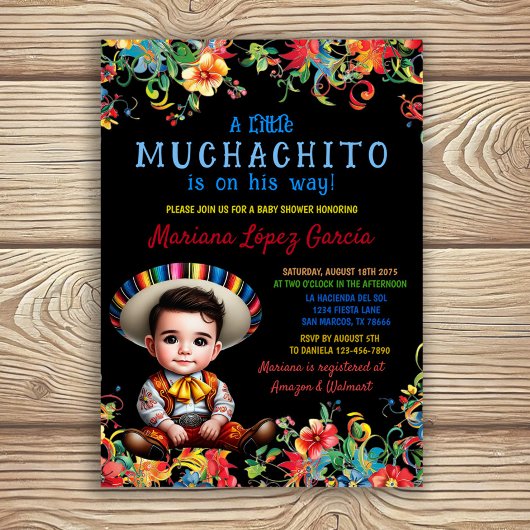 Muchachito Charro Fiesta Baby Shower Kaart
