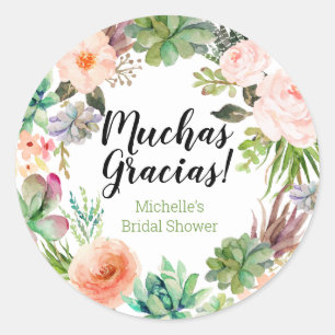 Muchas Gracias Fiesta Succulent Wreath Ronde Sticker