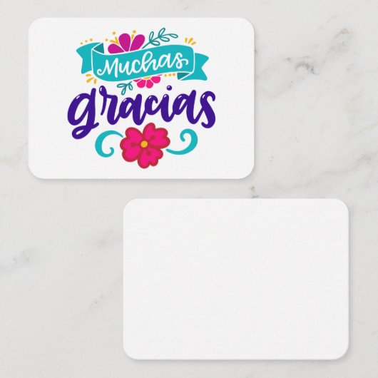 Muchas Gracias Geschenkbehuizingen Notitiekaartje (Voorkant / Achterkant)