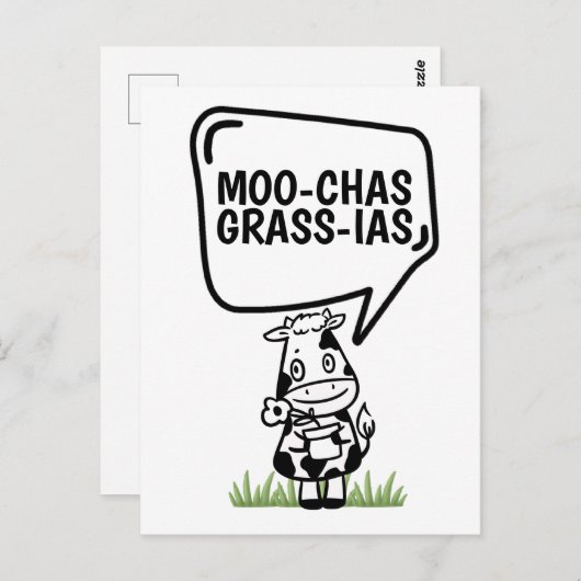 Muchas Gracias Koe Veeleer grappige Bedankt Briefkaart (Voorkant / Achterkant)