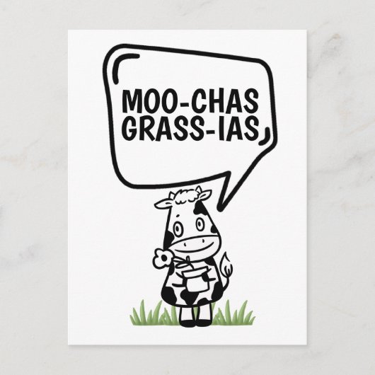 Muchas Gracias Koe Veeleer grappige Bedankt Briefkaart (Voorkant)