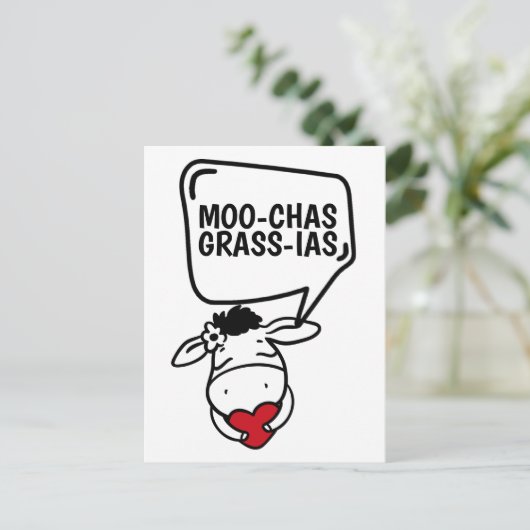 Muchas Gracias Koe Veeleer grappige Bedankt Briefkaart (Staand voorkant)