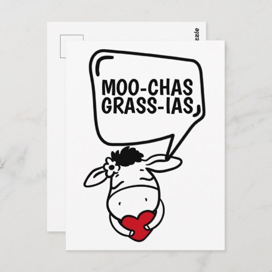 Muchas Gracias Koe Veeleer grappige Bedankt Briefkaart (Voorkant / Achterkant)