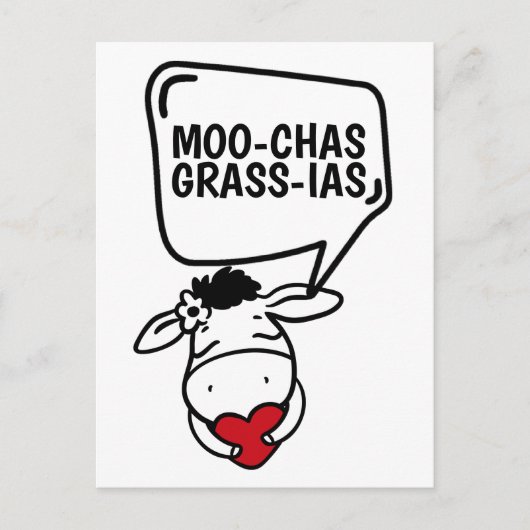 Muchas Gracias Koe Veeleer grappige Bedankt Briefkaart (Voorkant)