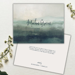 Muchas Gracias Moderne Wijze Groene Spaanse Bruilo Bedankkaart