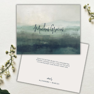 Muchas Gracias Moderne Wijze Groene Spaanse Bruilo Bedankkaart